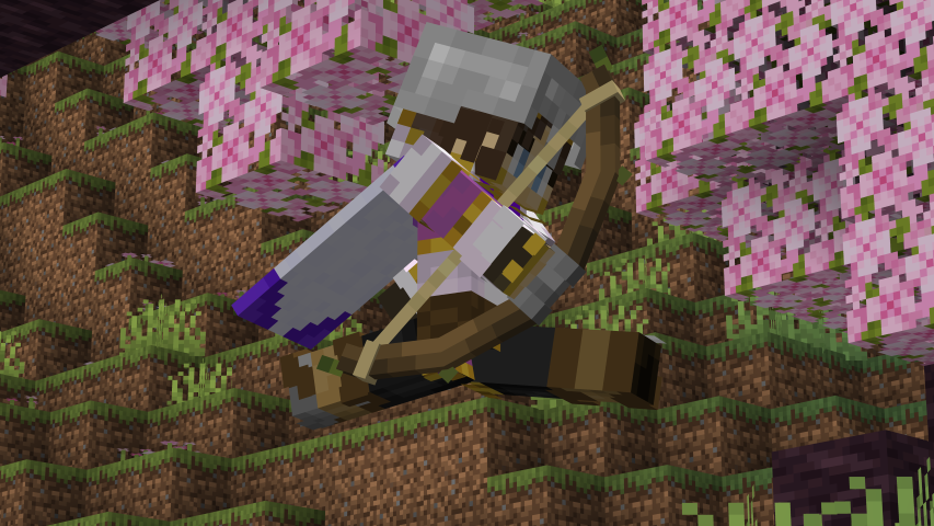 The thumbnail Universal 3D Archery, a minecraft character jumping with a 3D bow in hand.
